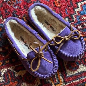 Purple Suede & Shearling Minnetonka Moccasin